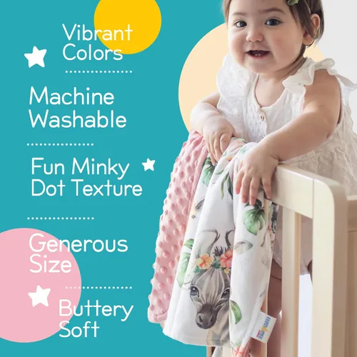 Vista 3 de Honey Lemonade - Manta de bebé de felpa suave y ligera de punto minky para recién nacido de 30 x 40 pulgadas - Manta suave para niños y niñas