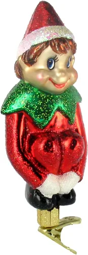 Vista 10 de Old World Christmas Adornos de vidrio soplado para árbol de Navidad, Pixie de Navidad