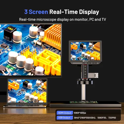 Vista 13 de TOMLOV Microscopio de Enfoque Automático 4K TM4K-AF Max, Microscopio Digital HDMI de 10.1" con Brazo Giratorio Flexible, Microscopios de Micro