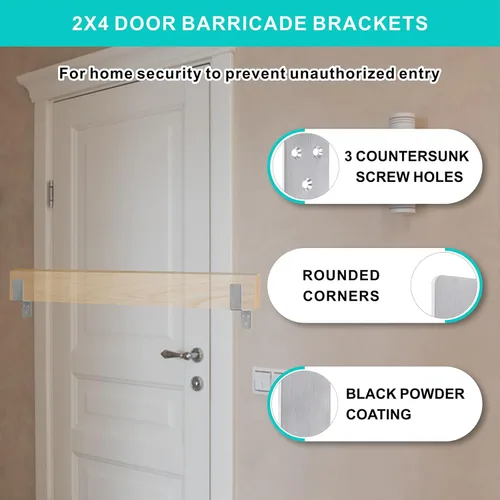 Vista 3 de 2 soportes de barricada de puerta de 2 x 4 2 piezas de barra abierta de acero inoxidable resistente para cerradura de puerta de seguridad soporte