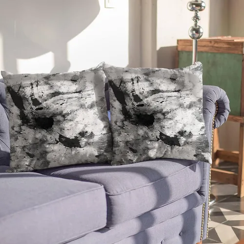 Vista 3 de Juego de 2 fundas de almohada, arte abstracto de 18 x 18 pulgadas, decoración del hogar, fundas de almohada cuadradas, fundas de almohada Blanco