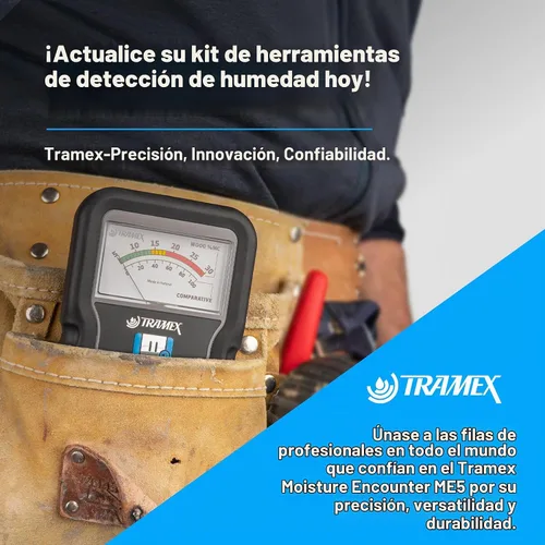 Vista 7 de Tramex Moisture Encounter ME5 Medidor sin clavijas para medir el contenido de humedad en madera, paneles de yeso y materiales de construcción