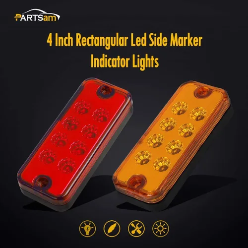 Vista 2 de Partsam Luces LED de 4 x 2 luces LED de marcación laterales, luces de separación para camión, remolque, luces selladas, luces indicadoras selladas a