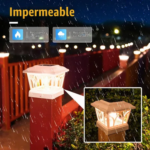 Vista 5 de VOLISUN - Luces solares para poste de valla, LED Edison con 2 modos, paquete de 4 unidades, blanco pizarra