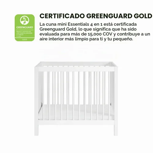 Vista 5 de Oxford Baby Essentials Island Mini cuna convertible 4 en 1 con husillos redondos, color blanco