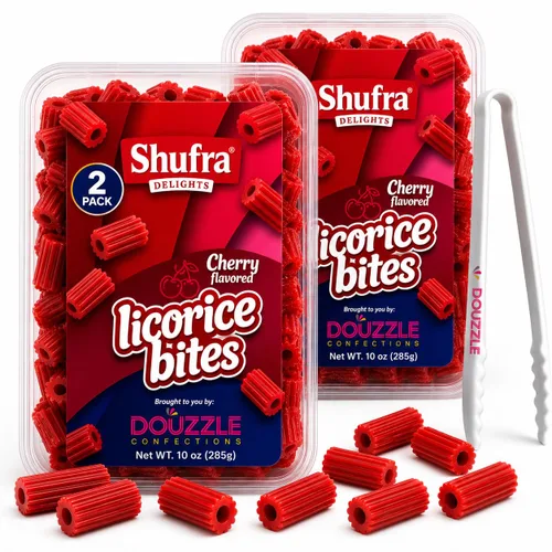 Vista 5 de DOUzzle Kosher, caramelos de regaliz rellenos de frambuesa azul, gomitas suaves y masticables (10 onzas, 2 unidades)