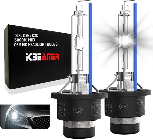 Vista 12 de ICBEAMER 10000K D1R D1C D1S Xenon HID Reemplazo directo Reemplazar bombillas de luz baja para faros delanteros de fábrica OEM [Color: azul]