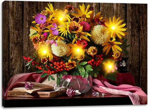Vista 15 de alottagifts Impresión de Arte en Lienzo Iluminado de la Natividad para Pared 16" x 12" Con Temporizador Impresión de Arte en Lienzo LED para Pared