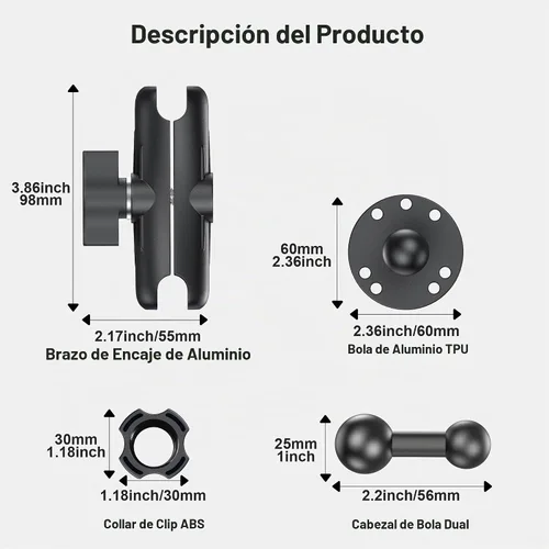 Vista 7 de Soporte de tableta industrial para camión y vehículo, base de taladro resistente, soporte para iPad para automóvil, brazo de aluminio ajustable