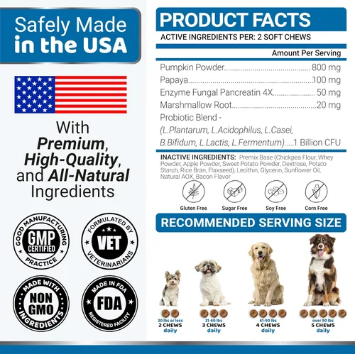 Vista 9 de Probióticos para perros y enzimas digestivas – 170 probióticos masticables para perros – Probiótico para perros – Anti diarrea, malestar estomacal