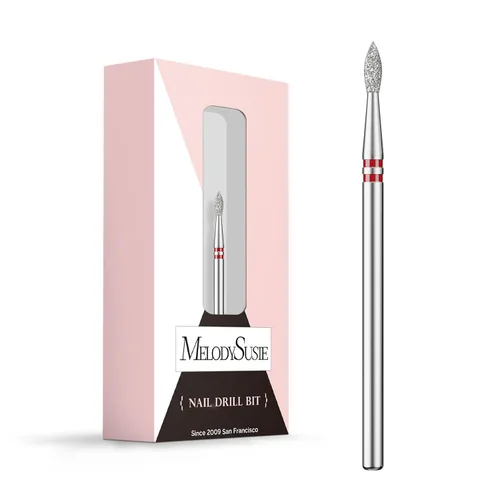 Vista 29 de MelodySusie Broca para uñas de limpieza de cutículas en forma de pera de 1.2mm, 3/32'', Limpiador profesional de carburo diamantado de seguridad