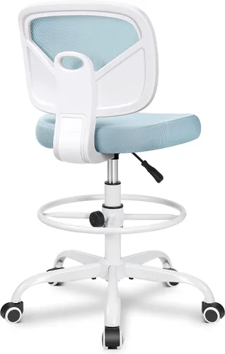 Vista 15 de Primy Silla Alta de Escritorio de Dibujo - Sin Brazos, Altura Ajustable, Respaldo de Malla, con Ruedas, Silla de Escritorio de Pie para Sala de Negro