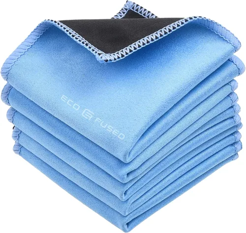 Vista 10 de Paños de limpieza de microfibra, paquete de 10, 6.6 x 6.2 pulgadas, paños de limpieza de doble cara, paño de microfibra y gamuza para teléfonos