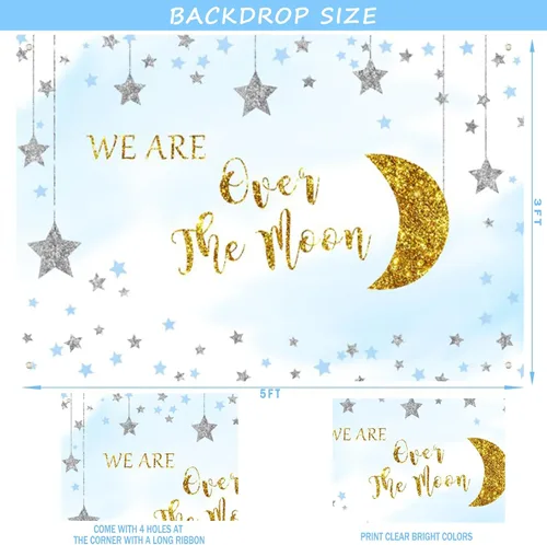 Vista 5 de 154 piezas de decoración de baby shower sobre la luna, Fiesec We Are Over The Moon Baby Shower, decoración de telón de fondo de globos, guirnalda