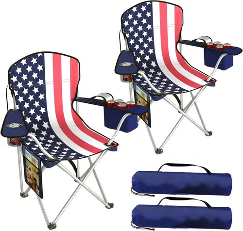 Vista 14 de VTOY Sillas de camping plegables duraderas 600D Oxford, silla portátil al aire libre con bolsa enfriadora, portavasos y bolsillo de almacenamiento