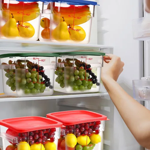 Vista 6 de Hsei 6 juegos de recipientes comerciales de almacenamiento de alimentos de 6 cuartos de galón con tapas y 6 cucharas de plástico para congelador
