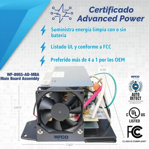 Vista 2 de WFCO WF-8955-AD-MBA - Conjunto de placa principal para centro de potencia de la serie WF-8900-AD, 55 amperios, color negro