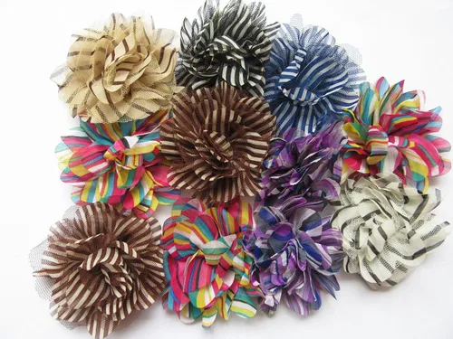 Vista 23 de YYCRAFT Paquete de 30 diademas de flores de gasa de 2 pulgadas, color rosa bebé