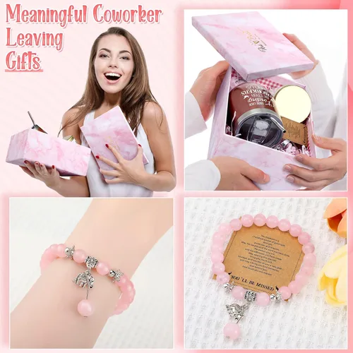 Vista 2 de 11 unidades, regalos de despedida para compañeros de trabajo, mujeres, cesta de regalo de despedida para mujer, mujer, jefa (despedida, rosa)