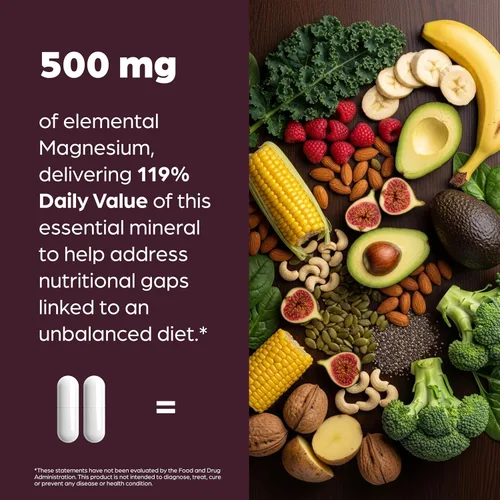 Vista 7 de Complejo completo de magnesio de 500 mg para mujeres y hombres 60 cápsulas Suplemento Mag 6 en 1 con zinc Calidad del sueño y salud muscular