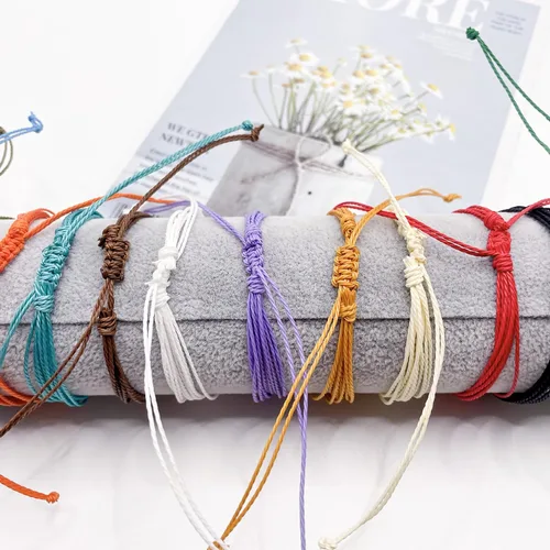 Vista 20 de Conjunto de pulseras de playa para hombres y mujeres, pulseras para hombres, pulseras bohemias hechas a mano, pulseras envolventes de joyería