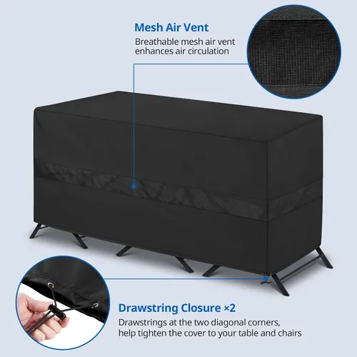 Vista 4 de SunPatio Bistro - Juego de funda impermeable, para patio al aire libre, juego de muebles de 3 piezas con ventilación de aire, resistente a los rayos