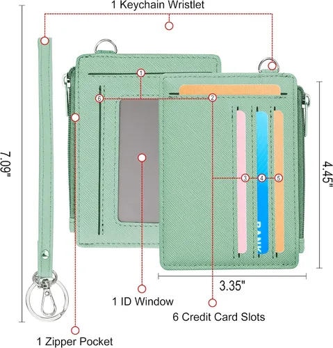 Vista 2 de Toughergun Tarjetero delgado para mujer con bloqueo RFID, cartera pequeña con bolsillo frontal para tarjetas de identificación con ventana