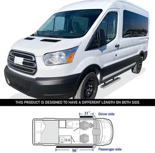 Vista 6 de APS Estribos de acero inoxidable prémium de 5 pulgadas compatibles con Ford Transit tamaño completo Van 15-25