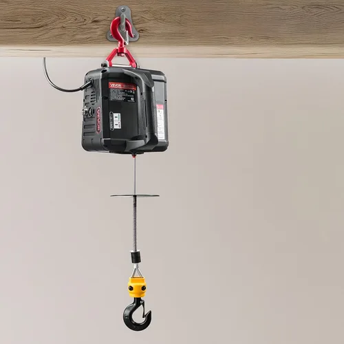 Vista 8 de VEVOR Polipasto Eléctrico 2 en 1, Capacidad de 1100 libras, Grúa Cabrestante Portátil de 1500W, Altura de Elevación de 25 pies, 16.4 pies/min