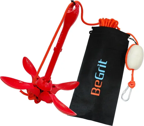 Vista 13 de BeGrit Ancla de kayak Anclaje de barco pequeño Anclaje marino plegable para pesca, kayak, tabla de remo, canoa, moto acuática, con bolsa de 1.5 lbs