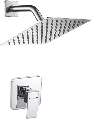 Vista 8 de Juego de llave de regadera dorada cepillada, sistema de regadera de lluvia para baño con cabezal de regadera de lluvia de acero inoxidable, kit