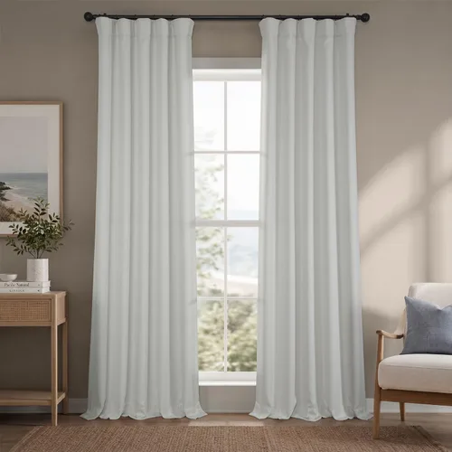 Vista 35 de HPD Half Price Drapes - Cortinas de lino sintético para sala de estar (2 paneles) - 100 pulgadas de ancho x 84 pulgadas de largo - Cortinas