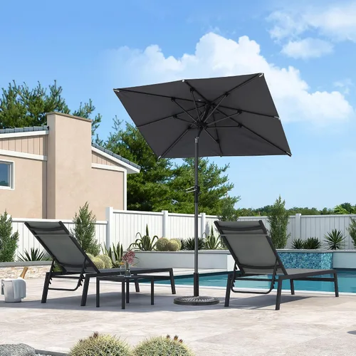 Vista 81 de PURPLE LEAF - Sombrilla de patio rectangular de 6' x 4', sombrilla de mesa para exteriores con marco de aluminio, sombrilla de mercado, sombrilla