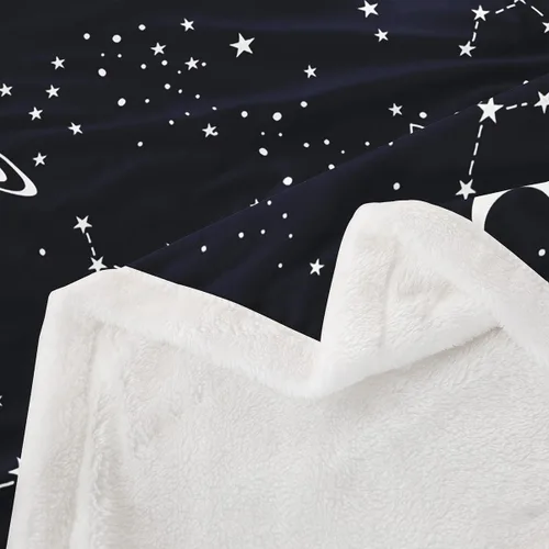 Vista 4 de Manfei Galaxy Kids Throw Blanket Starry Moon Planets Print Fuzzy Blanket for Boys Girls Room Decor, Outer Space Blanket for Bed Couch Sofa, Soft and