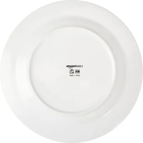 Vista 5 de Amazon Basics - Juego de vajilla de cocina de 16 piezas con rayas de café, platos, cuencos, tazas, servicio para 4, color negro