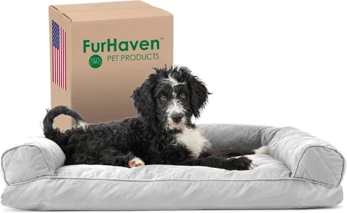 Vista 26 de Furhaven - Cama para perros, cojín de almohada tradicional sofá y colchón de espuma rectangular terapéutico de lujo con funda extraíble para perros