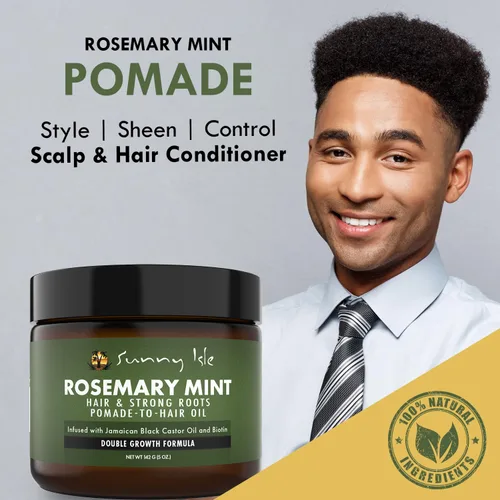 Vista 5 de Sunny Isle Pomada de menta y romero para cabello y raíces fuertes, 5 onzas