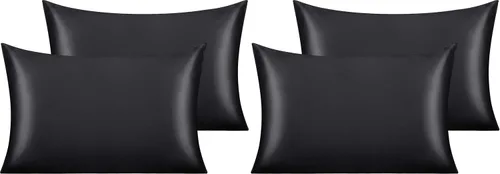 Vista 103 de NTBAY Paquete de 2 fundas de almohada estándar de satén para cabello y piel, lujosas y sedosas fundas de almohada con cierre de sobre, 20 x 26 Aqua