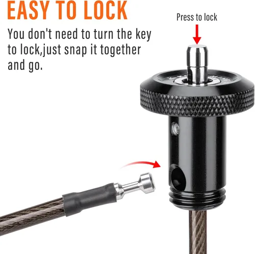 Vista 3 de Candado de cable de bicicleta – Cable de bloqueo de bicicleta – Bloqueo de cadena de bicicleta para casco de bicicleta, antirrobo para barras