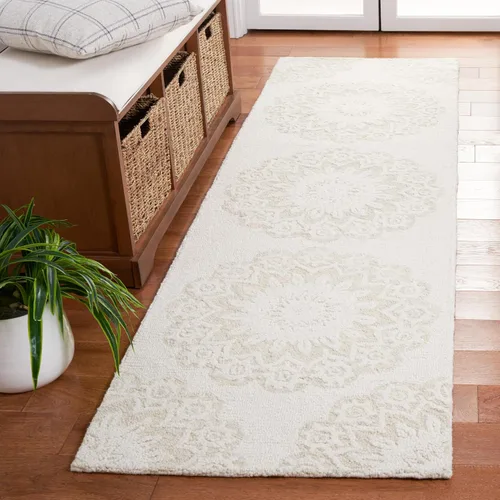 Vista 15 de SAFAVIEH Blossom Collection - Alfombra decorativa, 2 x 3 pies, color marfil y beige, lana hecha a mano, ideal para zonas de alto tráfico en entrada