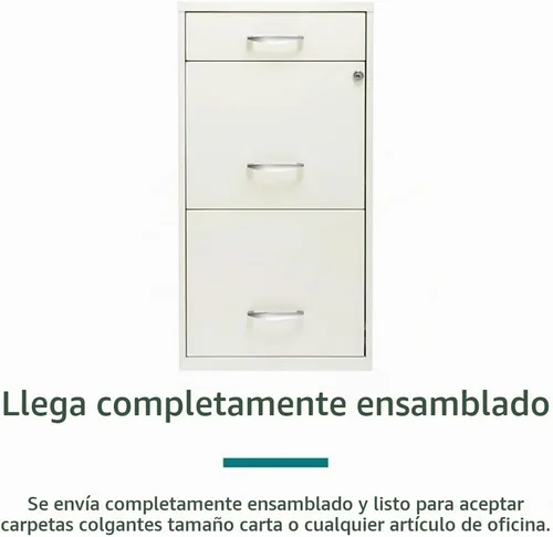 Vista 8 de Scranton & Co Archivador de metal con 3 cajones, 27.32 pulgadas de alto x 14.25 pulgadas de ancho x 18.00 pulgadas de profundidad, acabado blanco