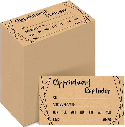 Vista 9 de Geyee 400 tarjetas de citas de papel kraft para recordatorios de citas a granel para clientes comerciales, dentistas, terapeutas, médicos