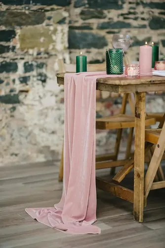Vista 12 de Lujoso camino de mesa de terciopelo, decoraciones de recepción de boda de 10 pies, tela de terciopelo suave de 20 x 120 pulgadas, revestimiento