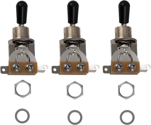 Vista 6 de 3 piezas Yootones de 3 vías de guitarra recta corta interruptor de palanca selector compatible con SG Epiphone Les Paul guitarra eléctrica (negro)