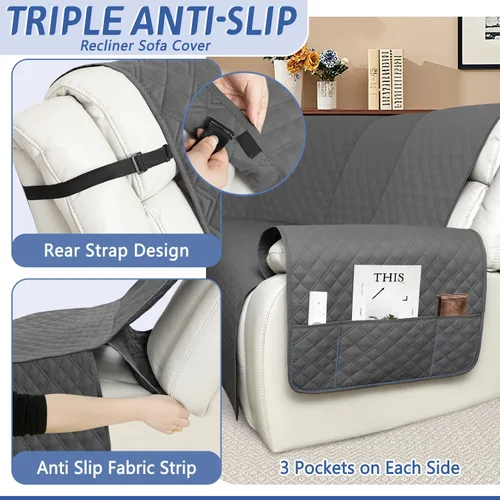 Vista 4 de Arfntevss - Fundas de sofá seccional reclinable 100% impermeables en forma de L, funda de sofá para sofá seccional reclinable en forma de L, juego