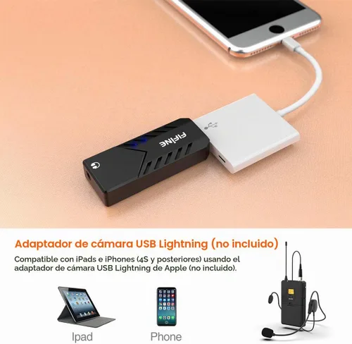 Vista 3 de FIFINE Micrófonos inalámbricos para computadora, sistema de micrófono inalámbrico USB para PC y Mac, sistema de auriculares UHF con receptor USB