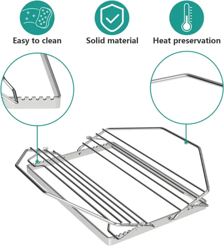Vista 3 de Estante ajustable para asado de pavos para parrilla o ahumador, estante de asado de alambre para aves de corral, estante para hornear para pavo