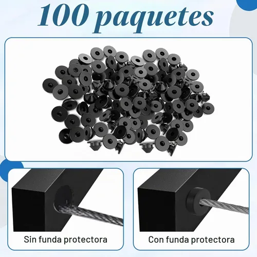 Vista 3 de Paquete de 100 fundas protectoras de goma para barandillas de cable