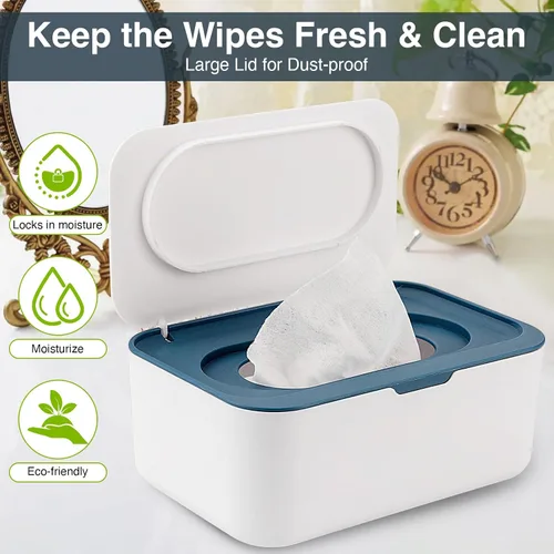Vista 2 de Dispensador de toallitas para bebés, soporte para toallitas para bebés y adultos, mantiene el tejido húmedo fresco, funda de toallitas