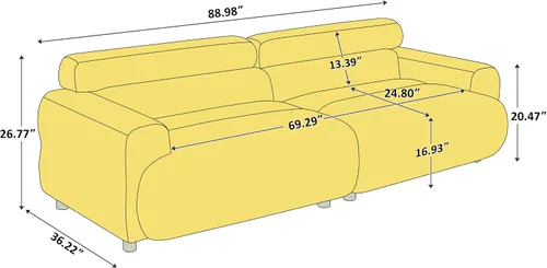 Vista 2 de VANOMi Sofá Loveseat Boucle Cloud de 89", Cómodo Sofá Boucle Tapizado de Asiento Profundo, Sofá Moderno de Mediados de Siglo para Sala de Estar Curry